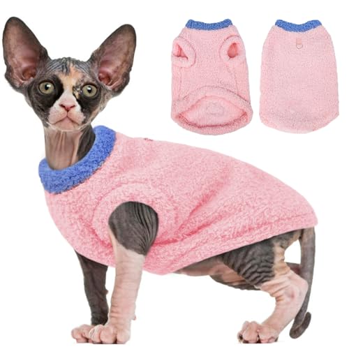 Sphynx Katzenbekleidung, Fleece-Weste für Katzen, warmer Fleece-Mantel für Katzen, haarlose Katzenhemden, Pullover, warmer und weicher Katzen-Pyjama-Shirt, Fleece-Overall für Katzen, Welpen, Kätzchen, von ADNIKIA