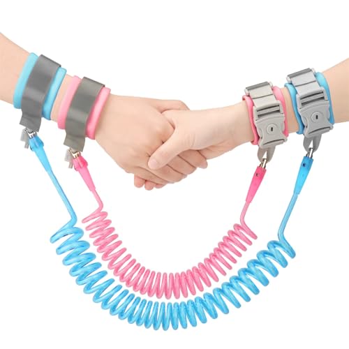 2,5 M Anti-Verlorene Handgelenk Gürtel Leine, 360° Drehung Elastisches Drahtseil Kinder Leine für Reise Outdoor Spazieren, Blau+Rosa von ADNOX