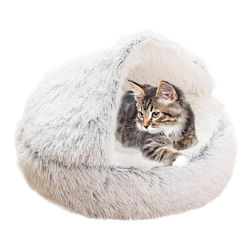 ADNOX Beruhigendes Katzenbett, Haustierkissen, Sofa, Anti-Angst, Katzensofa, waschbares Katzennest, Donut-Kuschelnest, Katzenkissen, Katzenbett Haus für Kätzchen und Welpen, 60 cm, Grau (L) von ADNOX