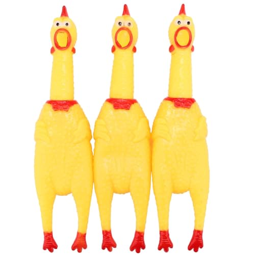 ADNOX Screaming Chicken,Yellow Rubber Squaking Chicken Toy Novelty and Durable Rubber Chicken for Kids and Dogs,Rubber Chickens Value 3 Pack von ADNOX