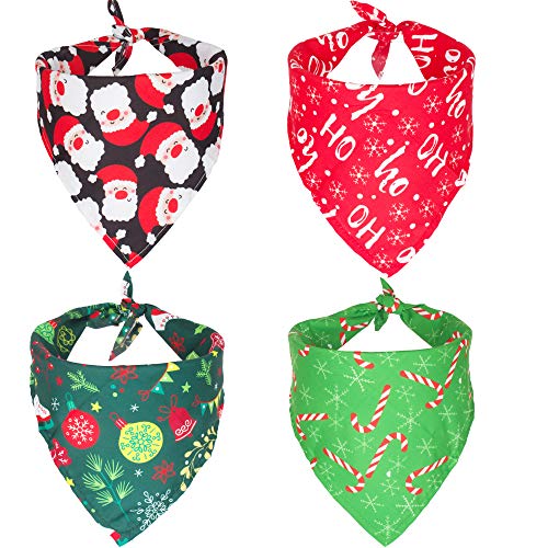 ADOGGYGO 4 Stück Hund Bandana Weihnachten Hund Schal Dreieck Lätzchen Halstuch Set Haustier Kostüm Zubehör Dekoration für große und große Hunde Haustiere (X-Large) von ADOGGYGO