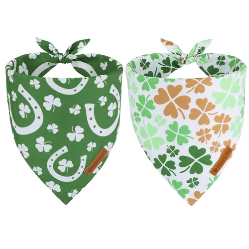 ADOGGYGO St. Patrick's Day Hundehalstuch, grünes Kleeblatt, verschiedene Größen, Haustier-Bandanas für kleine Hunde (Größe S, St. Patrick's Day) von ADOGGYGO