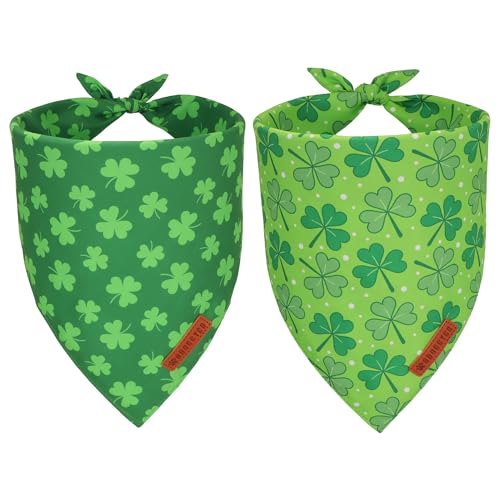 ADOGGYGO St. Patrick's Day Hundehalstuch, grünes Kleeblatt, verstellbare Passform, Halstücher für kleine Hunde, Größe S von ADOGGYGO