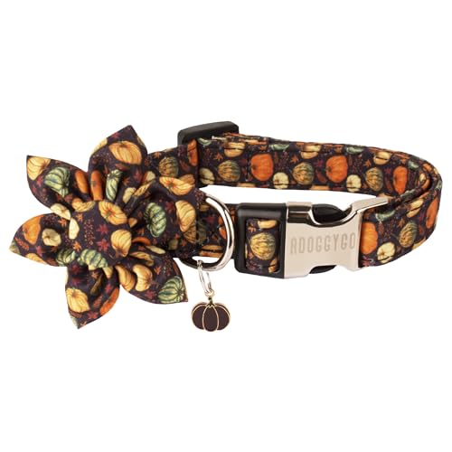 ADOGGYGO Thanksgiving Hundehalsband mit Blumen, verstellbar, Herbst-Kürbis-Hundehalsbänder, Thanksgiving-Halsbänder für kleine, mittelgroße und große Hunde, Haustiere (groß, Thanksgiving Floral) von ADOGGYGO