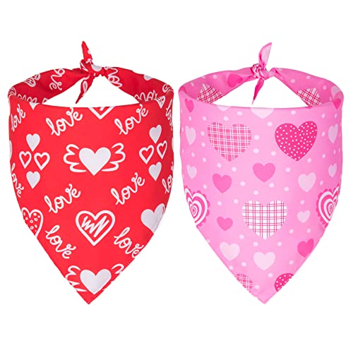 ADOGGYGO Valentinstag Hund Bandana, Mehrere Größen Angeboten, Dreieck Hundeschal Valentinstag Bandana für Mittlere Große Hunde (Groß, Valentinstag) von ADOGGYGO