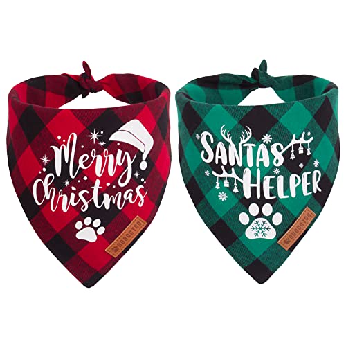 Adoggygo Weihnachten Hundehalstuch, Rot Grün Plaid Hund Weihnachten Schal Lätzchen, mehrere Größen angeboten, Merry Christmas Bandanas für kleine mittelgroße Hunde Haustiere (klein) von ADOGGYGO