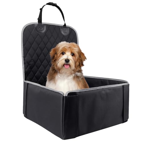 ADOV Hunde-Booster-Autositzbezug, wasserdichte Hunde-Autobox für kleine bis mittelgroße Hunde, extra stabile verstärkte Wände und kratzfester Haustier-Reisekäfig, rutschfester Vorder- oder von ADOV