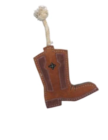 Advance Pet Product Hundespielzeug aus organischer Wolle und Leder, natürliches Tuff-Spielzeug, ungiftiges Kauspielzeug für Haustiere (Cowboystiefel) von Advance Pet Products