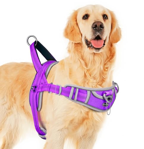 ADVENTUREMORE Hund Brustgeschirr für große Hunde Kein Ziehen, Sport Halfter Geschirr Reflektierend Atmungsaktiv Hundeweste Ausbruchsicher mit Easy Control Front Clip Griff für Training von ADVENTUREMORE