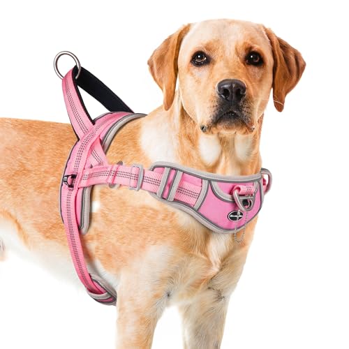 ADVENTUREMORE Hundegeschirr, mittelgroße Hunde, kein Ziehen, verstellbares reflektierendes Hundegeschirr, ausbruchsicher, mit einfacher Kontrolle, Frontclip, Griff für Training, Spazierengehen, Größe von ADVENTUREMORE