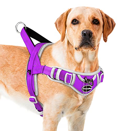 ADVENTUREMORE Hundegeschirr für große Hunde Kein Ziehen, Sport Hund Halfter Geschirr Reflektierend Atmungsaktiv Hundeweste Ausbruchsicher Hundegeschirr mit Easy Control Front Clip Griff für Training von ADVENTUREMORE