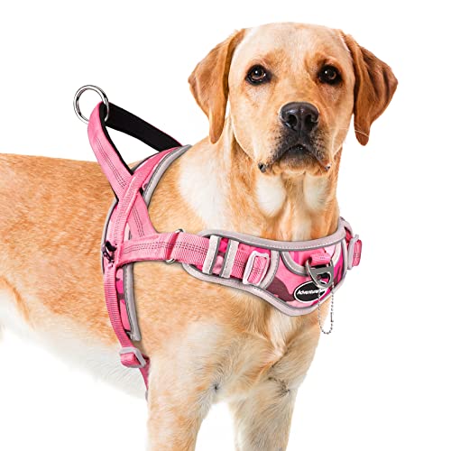 ADVENTUREMORE Hund Brustgeschirr für große Hunde Kein Ziehen, Sport Halfter Geschirr Reflektierend Atmungsaktiv Hundeweste Ausbruchsicher mit Easy Control Front Clip Griff für Training von ADVENTUREMORE