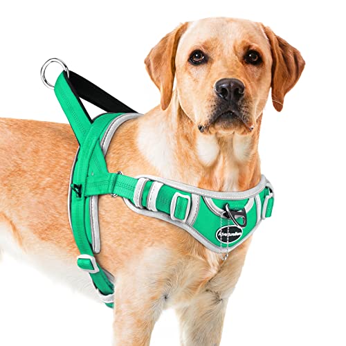 ADVENTUREMORE Hundegeschirr für große Hunde Kein Ziehen, Sport Hund Halfter Geschirr Reflektierend Atmungsaktiv Hundeweste Ausbruchsicher Hundegeschirr mit Easy Control Front Clip Griff für Training von ADVENTUREMORE