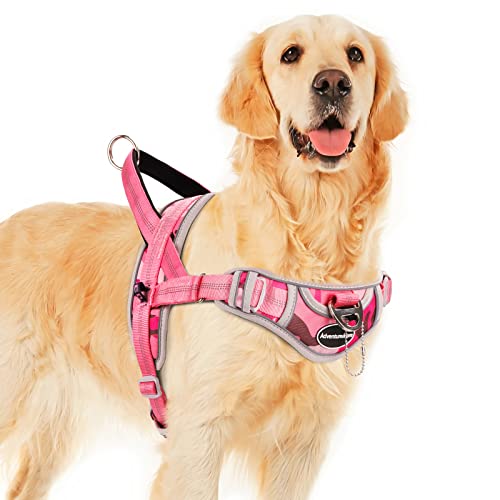 ADVENTUREMORE Hundegeschirr für große Hunde kein Ziehen, Sport Hund Halfter Geschirr Reflektierend Atmungsaktiv Hundeweste Ausbruchsicher Hundegeschirr mit Easy Control Front Clip Griff für Training von ADVENTUREMORE