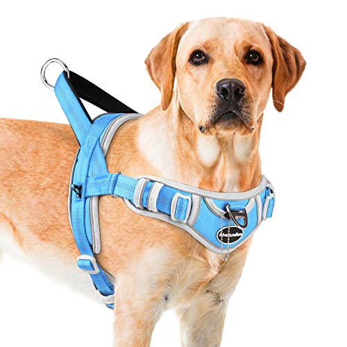 ADVENTUREMORE Hundegeschirr für große Hunde, kein Ziehen, Sport-Halftergeschirr, reflektierend, atmungsaktiv, ausbruchsicher, mit einfacher Kontrolle, Frontclip, Griff für Training, Spazierengehen, von ADVENTUREMORE