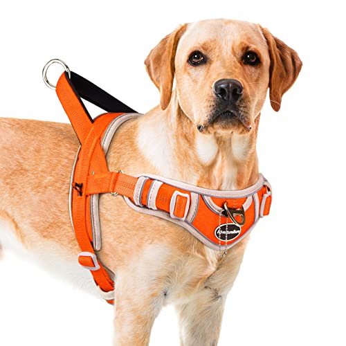 ADVENTUREMORE Hundegeschirr für große Hunde kein Ziehen, Sport Hund Halfter Geschirr Reflektierend Atmungsaktiv Hundeweste Ausbruchsicher Hundegeschirr mit Easy Control Front Clip Griff für Training von ADVENTUREMORE