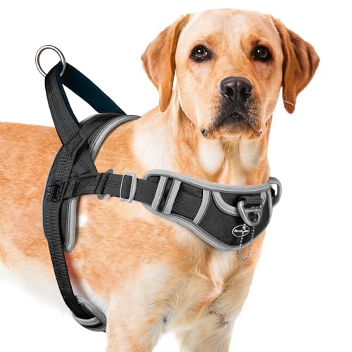 ADVENTUREMORE No Pull Hundegeschirr für Große Hunde, Sport Hund Halfter Geschirr Reflektierend Atmungsaktiv Hundeweste Ausbruchsicher Hundegeschirr mit Easy Control Front Clip Griff für Training von ADVENTUREMORE