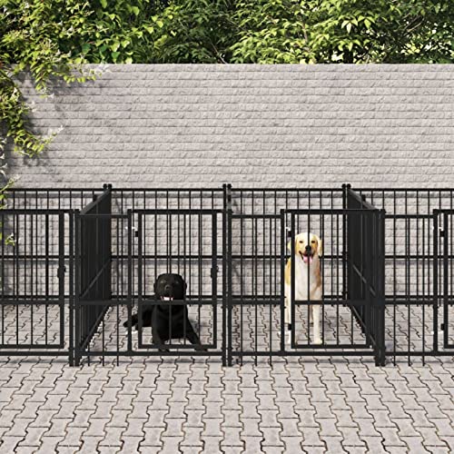 ADWOA Outdoor-Hundezwinger Stahl 15,02 m² HundekäFig FüR Zuhause Gitterbox Hund von ADWOA