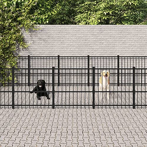 ADWOA Outdoor-Hundezwinger Stahl 22,58 m² HüHnergehege Absperrnetz Hundetoilette FüR GroßE Hunde von ADWOA