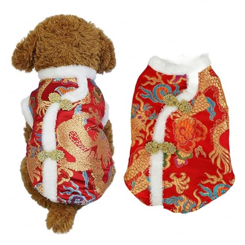 AEETYL Chinesische Elemente Neujahr große Hundekleidung Tang-Anzug, Festival Feier Herbst und Winter täglich Haustier Weste Welpen Baumwollmantel,Style2,3XL von AEETYL