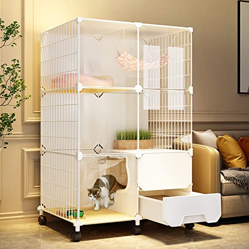 AEGCAOJH Katzenkiste, Katzenkäfig, Katzenzwinger für Hauskatzen, Katzenlaufstall für Hauskatzen, 2-stöckiger Katzenkäfig für den Innenbereich, Abnehmbarer Kätzchenkäfig aus Metalldraht mit AEGCAOJH Katzenkiste, Katzenkäfig, Katzenzwinger für Hauskatzen, Katzenlaufstall für Hauskatzen, 2-stöckiger Katzenkäfig für den Innenbereich, Abnehmbarer Kätzchenkäfig aus Metalldraht mit von AEGCAOJH
