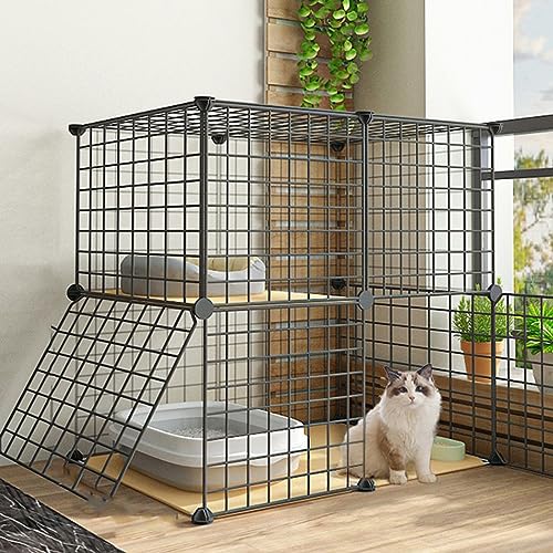 DIY-Katzenkäfig, großer mehrschichtiger Katzenkäfig aus Metall für den Innenbereich, einfach zu montieren, geeignet für kleine Katzen, Welpen, Hundekäfige, Kleintiere, Katzenzucht von AEGCAOJH