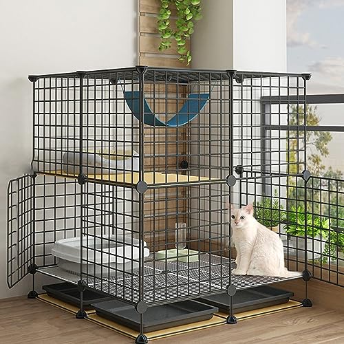 DIY-Katzenkäfig, großer mehrschichtiger Katzenkäfig aus Metall für den Innenbereich, einfach zu montieren, geeignet für kleine Katzen, Welpen, Hundekäfige, Kleintiere, Katzenzucht von AEGCAOJH