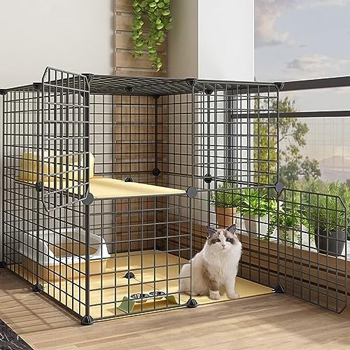 Großer Katzenkäfig für den Innenbereich, DIY, erweiterbarer Hundekäfig aus Draht, einfach zu montieren, Meerschweinchenkäfig, Katzentransporter, Katzenzaun für den Außenbereich, Ca von AEGCAOJH