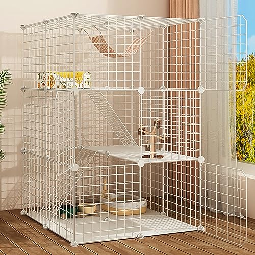 Katzengehege für den Innenbereich, großer Katzenkäfig, Drahtzaun, abnehmbarer DIY-Hundekäfig, Katzentransportbox, Haustierspielplatz, Kratzbaum, ideal für 1–2 Katzen, Katzenzaun fü von AEGCAOJH