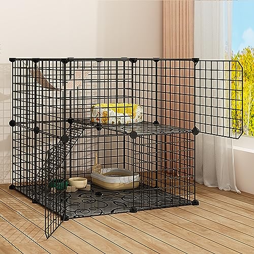 Katzengehege für den Innenbereich, großer Katzenkäfig, Drahtzaun, abnehmbarer DIY-Hundekäfig, Katzentransportbox, Haustierspielplatz, Kratzbaum, ideal für 1–2 Katzen, Katzenzaun fü von AEGCAOJH