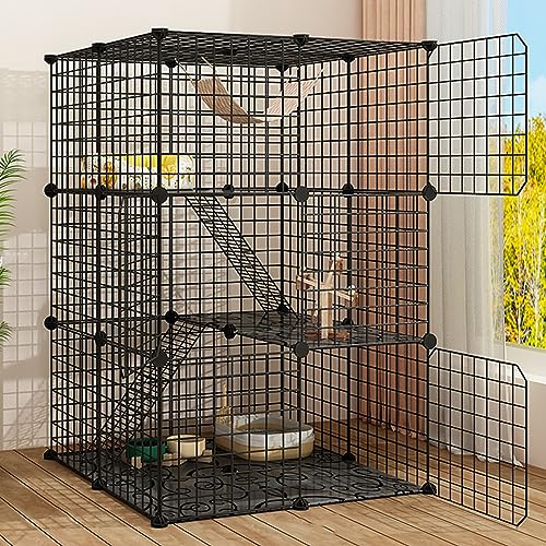 Katzengehege für den Innenbereich, großer Katzenkäfig, Drahtzaun, abnehmbarer DIY-Hundekäfig, Katzentransportbox, Haustierspielplatz, Kratzbaum, ideal für 1–2 Katzen, Katzenzaun fü von AEGCAOJH