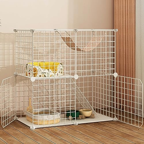 Katzengehege für den Innenbereich, großer Katzenkäfig, Drahtzaun, abnehmbarer DIY-Hundekäfig, Katzentransportbox, Haustierspielplatz, Kratzbaum, ideal für 1–2 Katzen, Katzenzaun fü von AEGCAOJH