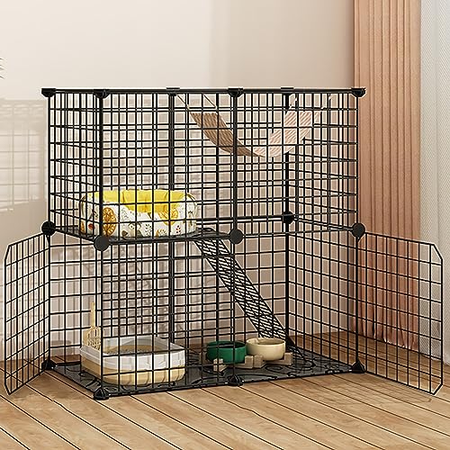 Katzengehege für den Innenbereich, großer Katzenkäfig, Drahtzaun, abnehmbarer DIY-Hundekäfig, Katzentransportbox, Haustierspielplatz, Kratzbaum, ideal für 1–2 Katzen, Katzenzaun fü von AEGCAOJH