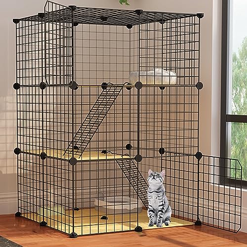 Katzenkäfig, Draht, DIY-Katzenzaun, Camping, Reisen, einfach zu montierender Katzenzaun, ideal für eine oder zwei Katzen, Chinchilla, Meerschweinchenkäfig, großer Übungsort für Hau von AEGCAOJH