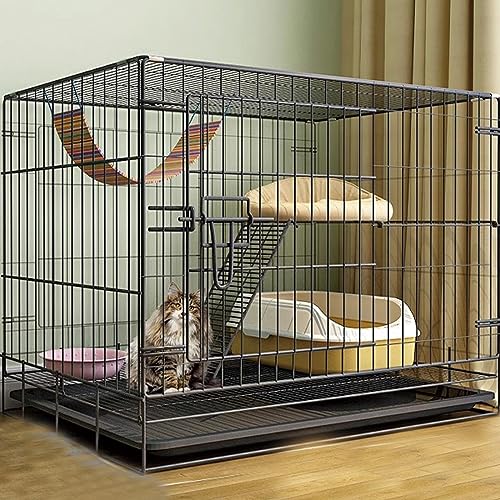 Katzenkäfig, Heim, Innenraum, Platz zum Austoben für Haustiere, Katzenkäfig aus Draht, Käfig für Frettchen, Meerschweinchen, mit Tablett, leicht zu reinigender Zaun, perfekt für Kl von AEGCAOJH