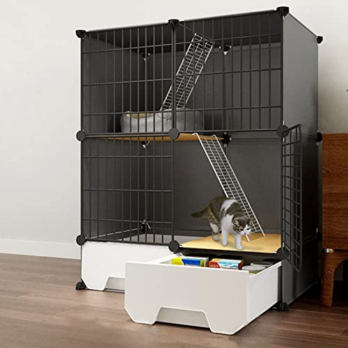 Katzenkäfig, Katzenkiste, Katzengehege für den Innenbereich, DIY-Katzenlaufstall, Catio, abnehmbarer Katzenlaufstall aus Metalldraht, großer Auslaufbereich, ideal für 1–2 Katzen, S von AEGCAOJH