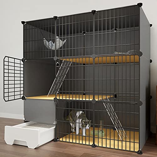 Katzenkäfig, Katzenkiste, Katzengehege für den Innenbereich, DIY-Katzenlaufstall, Catio, abnehmbarer Katzenlaufstall aus Metalldraht, großer Auslaufbereich, ideal für 1–2 Katzen, S von AEGCAOJH