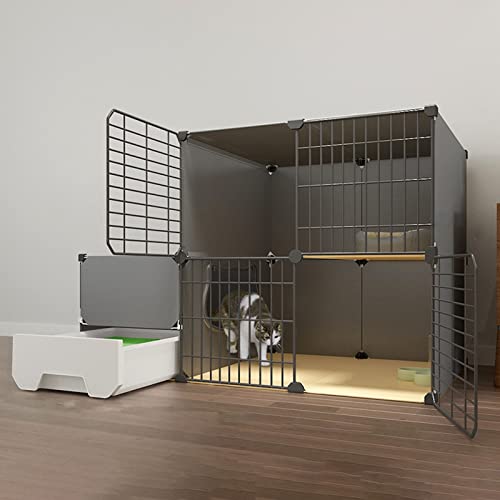 Katzenkäfig, Katzenkiste, Katzengehege für den Innenbereich, DIY-Katzenlaufstall, Catio, abnehmbarer Katzenlaufstall aus Metalldraht, großer Auslaufbereich, ideal für 1–2 Katzen, S von AEGCAOJH