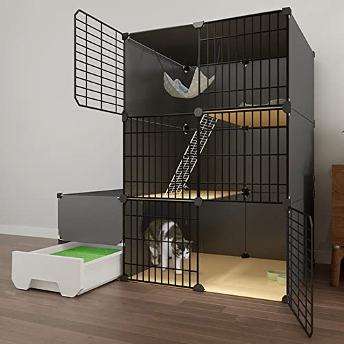 Katzenkäfig, Katzenkiste, Katzengehege für den Innenbereich, DIY-Katzenlaufstall, Catio, abnehmbarer Katzenlaufstall aus Metalldraht, großer Auslaufbereich, ideal für 1–2 Katzen, S von AEGCAOJH