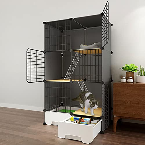 Katzenkäfig, Katzenkiste, Katzengehege für den Innenbereich, DIY-Katzenlaufstall, Catio, abnehmbarer Katzenlaufstall aus Metalldraht, großer Auslaufbereich, ideal für 1–2 Katzen, S von AEGCAOJH