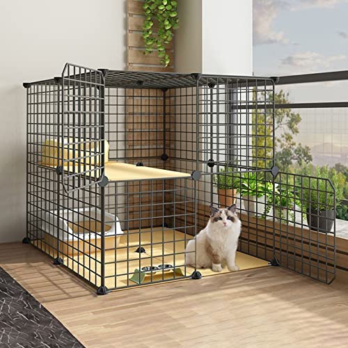 Katzenkäfig, Katzenkisten für Hauskatzen, Katzenlaufstall, Katzenaußengehege, DIY-Katzenlaufstall, Metallzwinger mit Plattformmatte für 1–2 Katzen, Frettchen, Chinchillas, Kleintie von AEGCAOJH