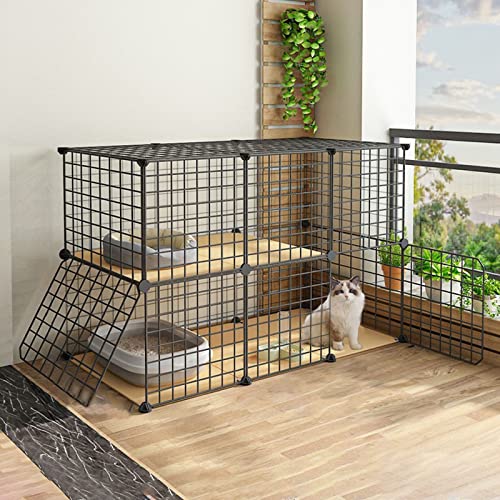 Katzenkäfig, Katzenkisten für Hauskatzen, Katzenlaufstall, Katzenaußengehege, DIY-Katzenlaufstall, Metallzwinger mit Plattformmatte für 1–2 Katzen, Frettchen, Chinchillas, Kleintie von AEGCAOJH