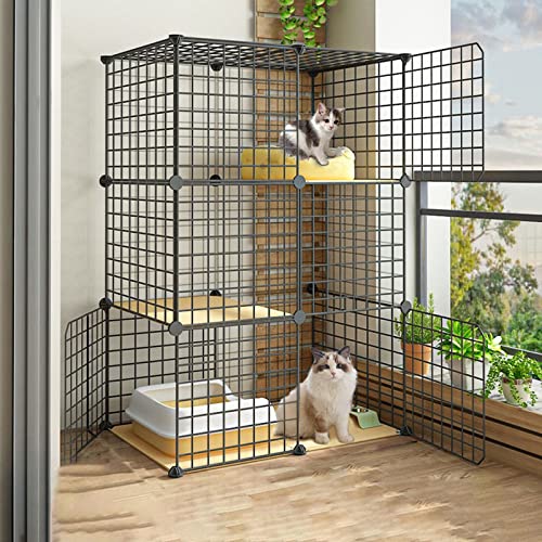 Katzenkäfig, Katzenkisten für Hauskatzen, Katzenlaufstall, Katzenaußengehege, DIY-Katzenlaufstall, Metallzwinger mit Plattformmatte für 1–2 Katzen, Frettchen, Chinchillas, Kleintie von AEGCAOJH