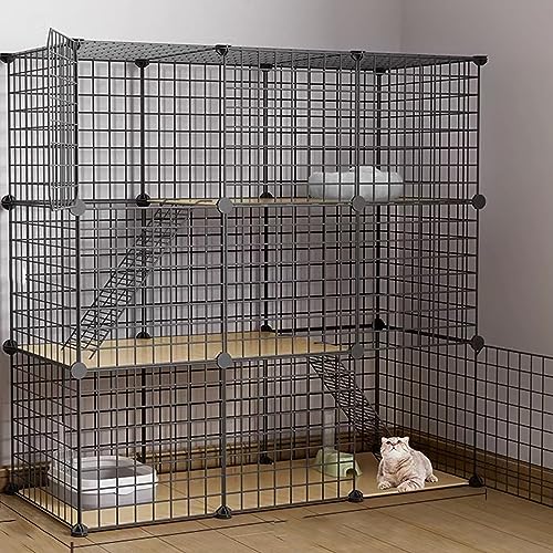 Katzenkäfig, großer mehrschichtiger Katzenkäfig aus Metall für den Innenbereich, geeignet für 1–2 Katzen, kleiner Hundekäfig, Kleintier-Katzenbedarf, Ruheplatz für Haustiere, DIY-K von AEGCAOJH