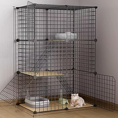 Katzenkäfig Großer mehrschichtiger Katzenkäfig aus Metall für den Innenbereich, geeignet für 1–2 Katzen, kleiner Hundekäfig, Kleintier-Katzenbedarf, Ruheplatz für Haustiere, DIY-Ka von AEGCAOJH