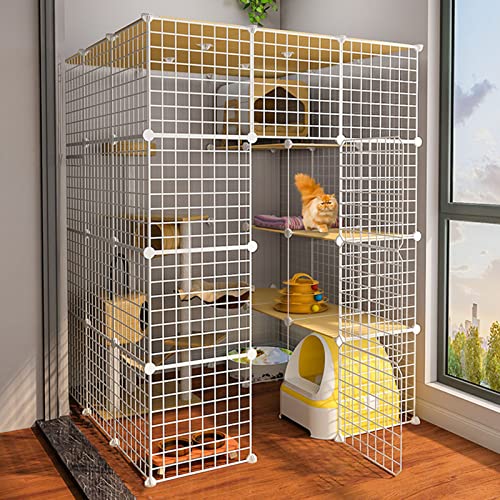 Katzenkäfig – Haustierkäfige für Katzen und Kleintiere, DIY-Käfig aus Metalldrahtgitter, Laufstall für Haustiere für drinnen und draußen, tragbarer Gartenzaun für Meerschweinchen, von AEGCAOJH