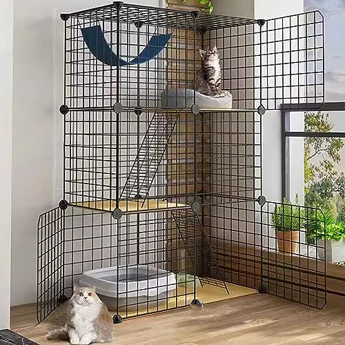 Katzenkäfig für den Innenbereich, DIY, abnehmbares Katzenhaus aus Draht, Meerschweinchenkäfig, Lebensraum, Katzenbaum, Katzenzaun, Katzentransporter, für Reisen im Freien, Wohnmobi von AEGCAOJH