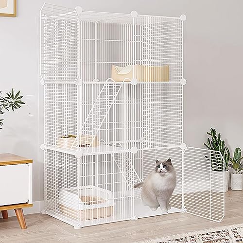 Katzenkäfig für den Innenbereich, Katzenkäfig aus Metalldraht, erweiterbarer DIY-Käfig, leicht zu montieren, Hundekäfig, Katzenzaun, Balkon, Katzenhaus, Haustier, großer Übungsort von AEGCAOJH