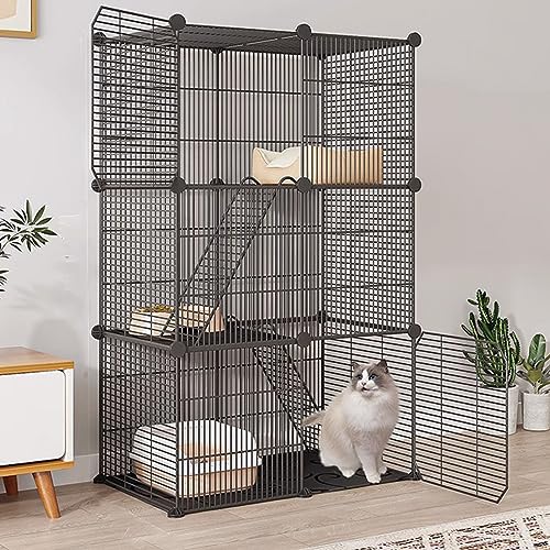 Katzenkäfig für den Innenbereich, Katzenkäfig aus Metalldraht, erweiterbarer DIY-Käfig, leicht zu montieren, Hundekäfig, Katzenzaun, Balkon, Katzenhaus, Haustier, großer Übungsort von AEGCAOJH