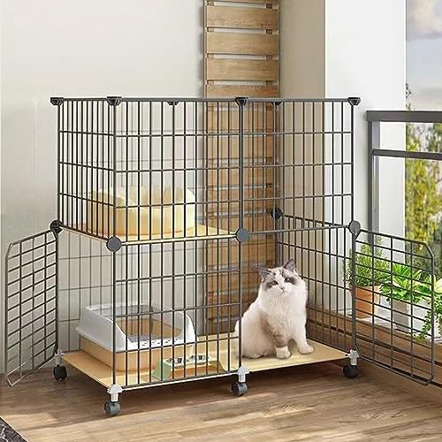 Katzenkäfig für den Innenbereich, Katzenzaun aus Metalldraht, DIY-Meerschweinchenkäfig, Hundekäfig, einfach zu montieren, Stabiler, langlebiger, abnehmbarer Katzenzaun, geeignet fü von AEGCAOJH